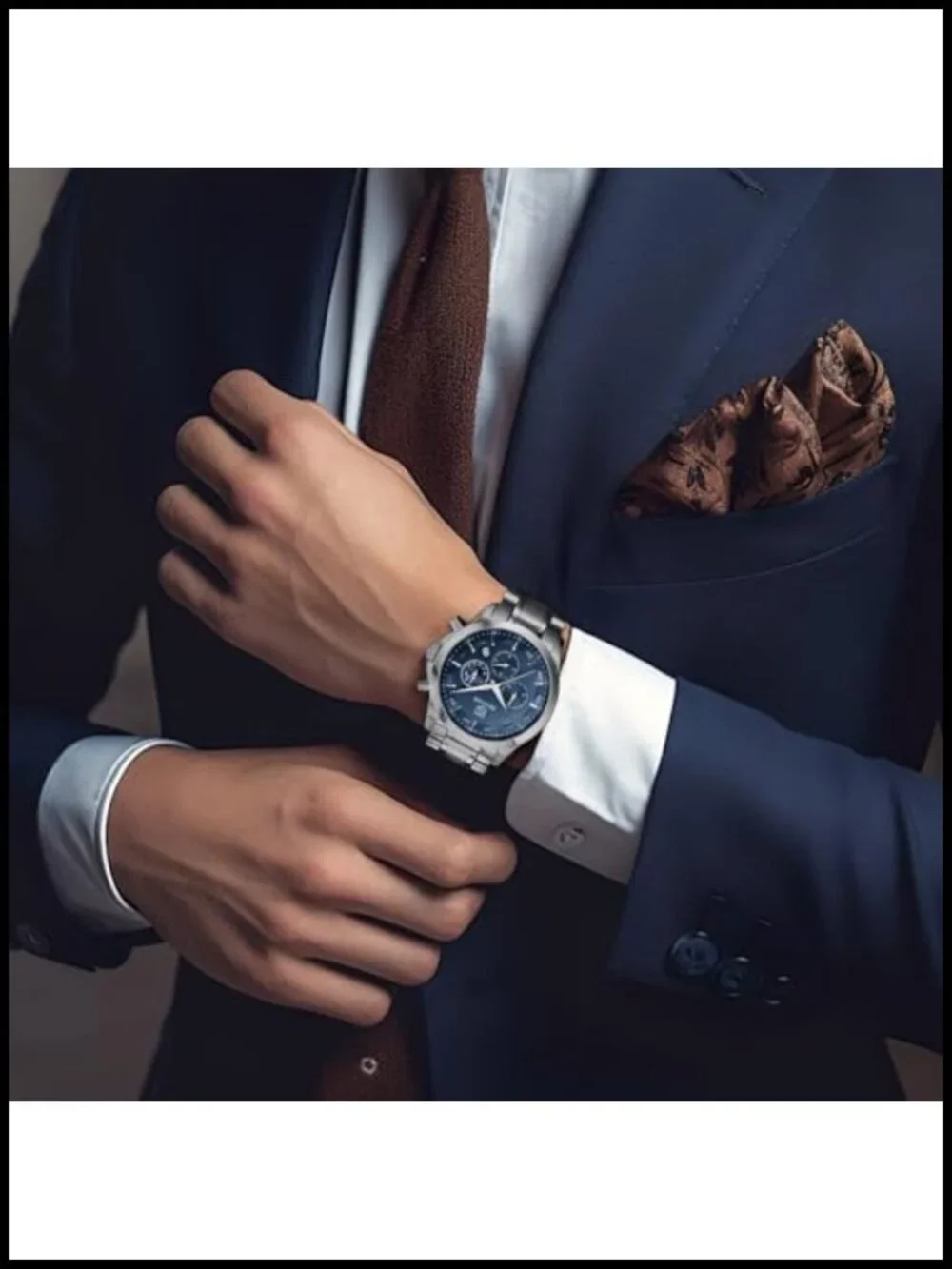 Mens Quartz Chronograph Watch Stainless Steel Waterproof Luminous